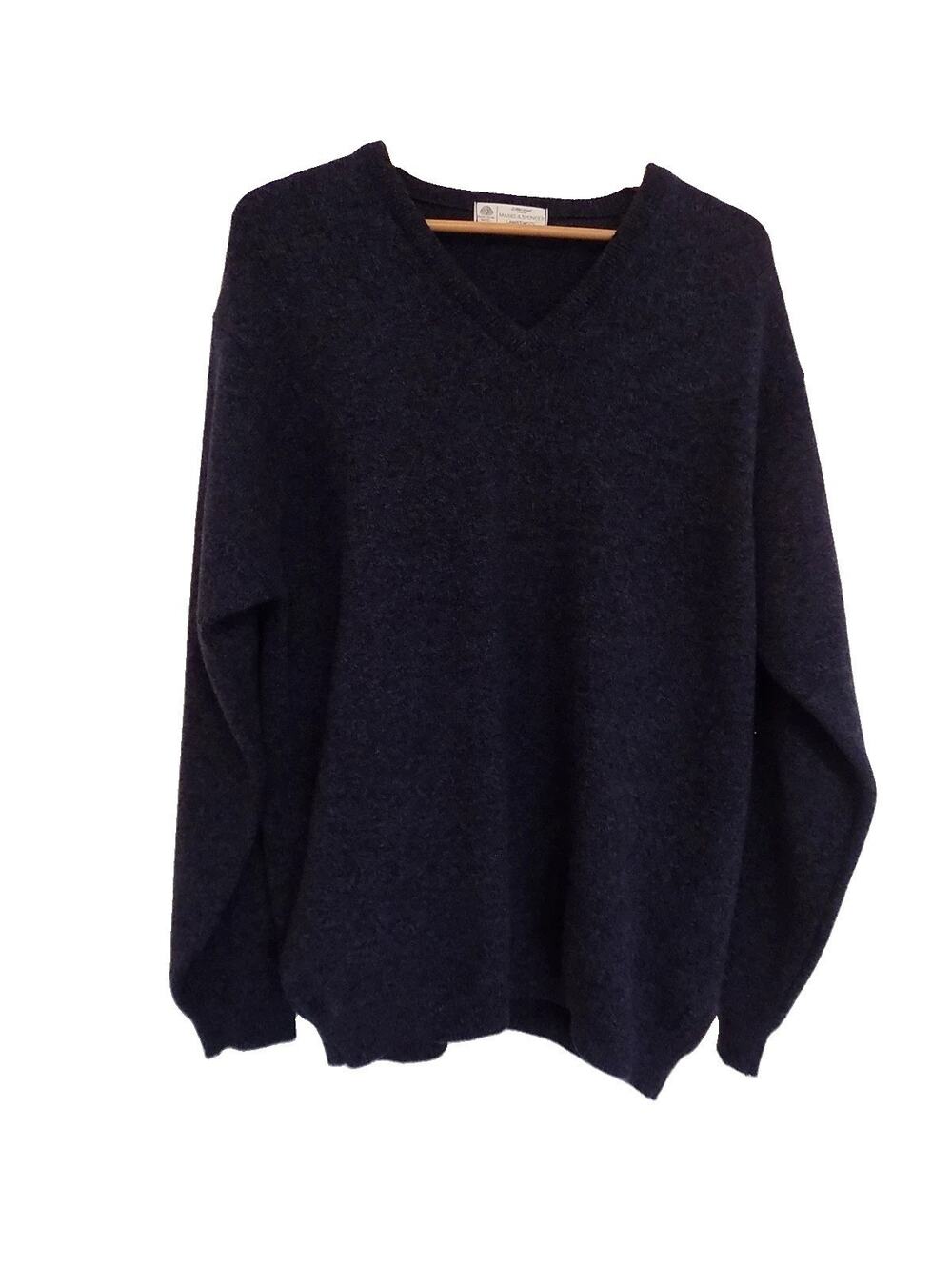 St. Michael Marks & Spencer navy blue wool sweater pullover size Large